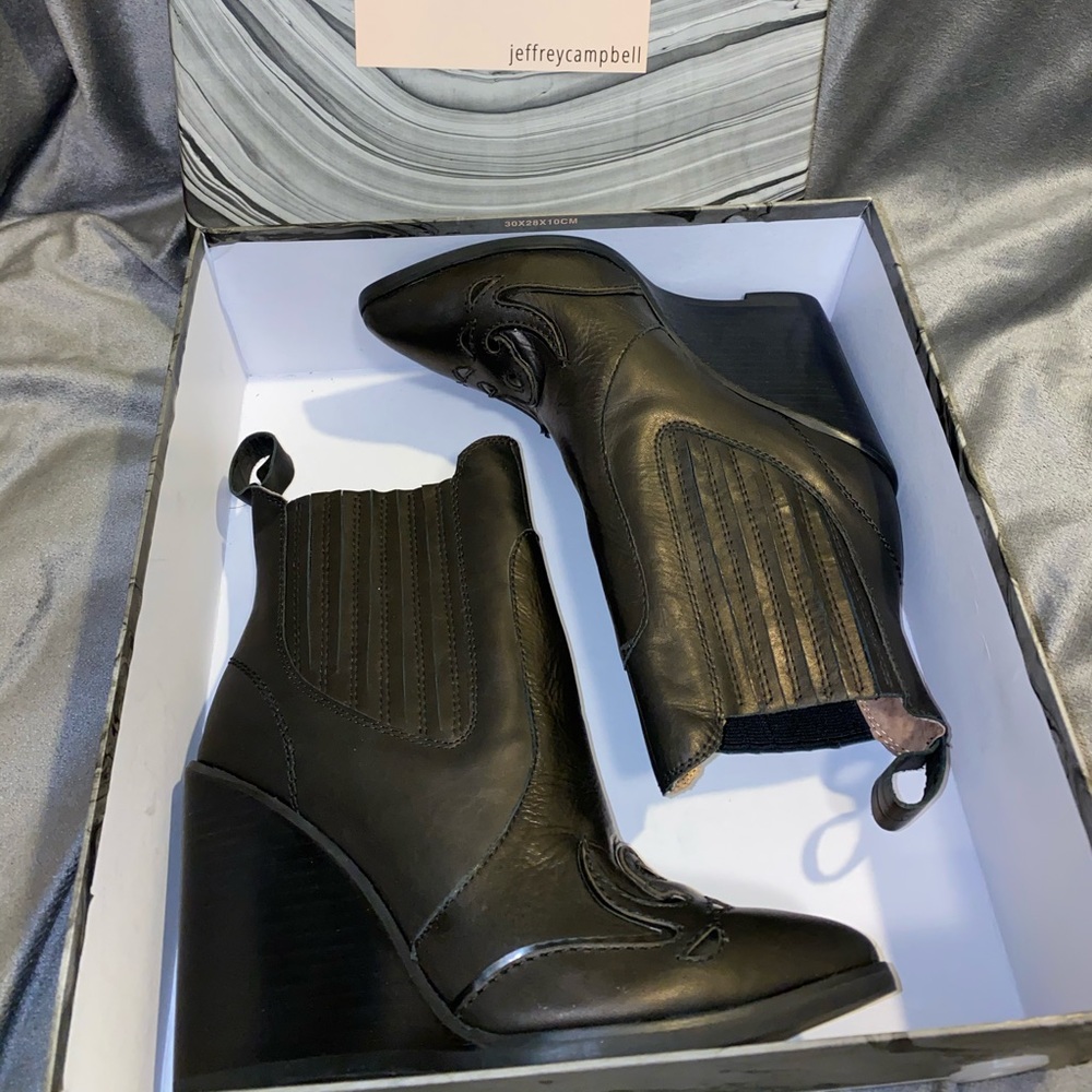 Jeffrey Campbell
'Chivalry' Leather Wedge Boot